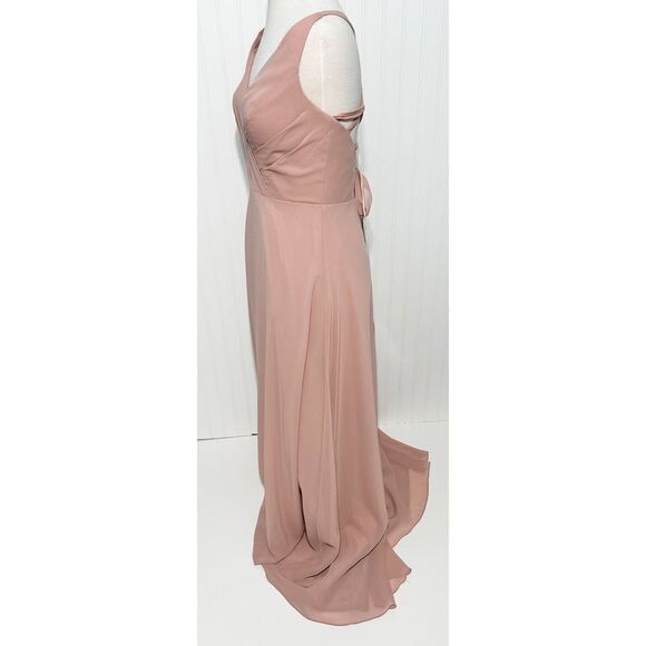 Sorella Vita Classic Lace-Up Back Chiffon Bridesmaid‎ Dress Gown Pink Size 12 - Picture 10 of 14